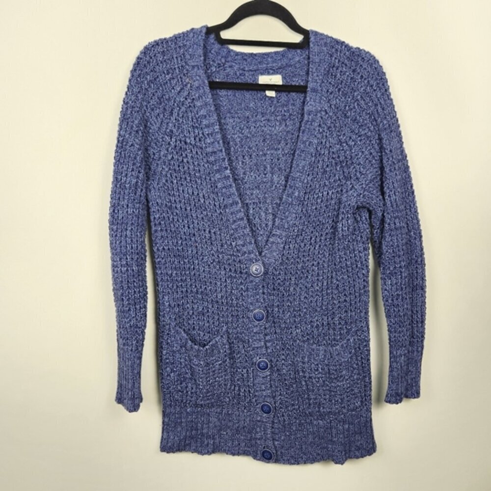 Elena Gilbert ASO Vampire Diaries Blue Chunky Knit Cardigan Sweater Size XL - Picture 2 of 12